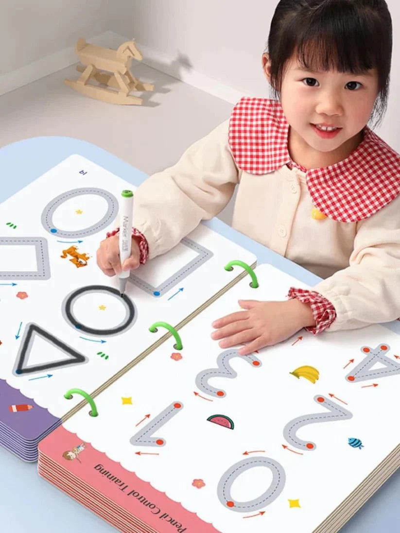 A4 Kids Educational Learning Tracing Book ( 64 Pages) With Two Markers Duster Attached (big Size)