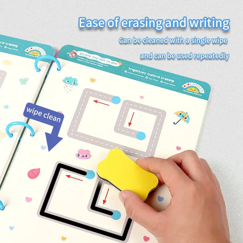 A4 Kids Educational Learning Tracing Book ( 64 Pages) With Two Markers Duster Attached (big Size)