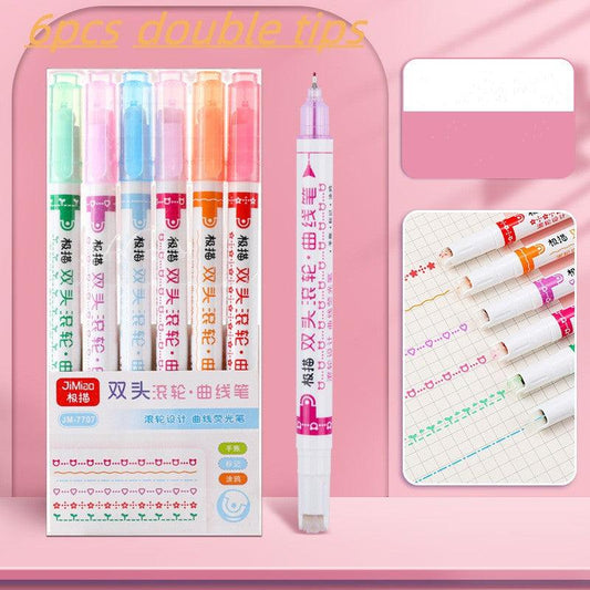 6 Pcs Line Shaped Colorful Stamp Markers