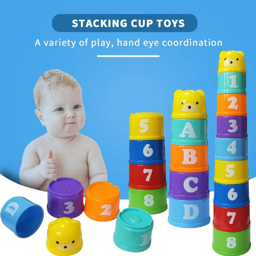 Colorful Stacking Cups with Numbers and Alphabets